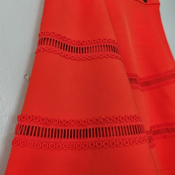 Carven Cut Out Flared Designer Skirt Red Orange sz Large - Picture 4 of 10